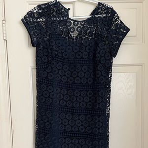 Loft blue mini crochet lace dress. Size 4p
